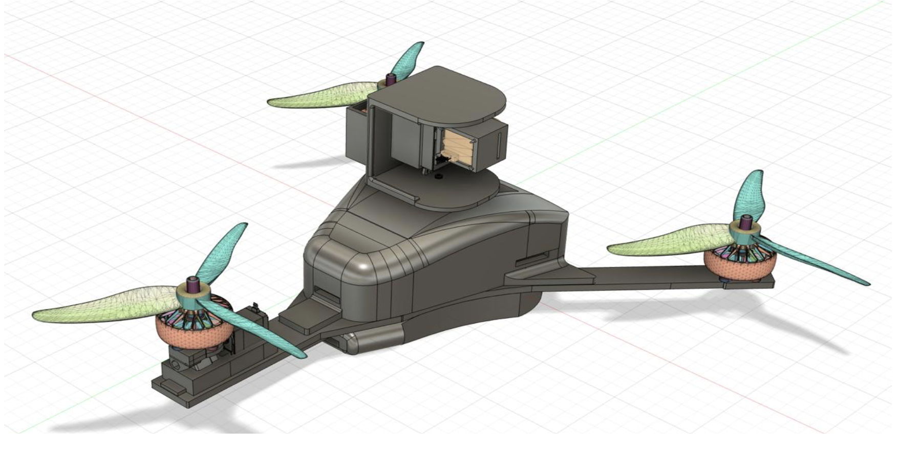 Front view of final tricopter CAD assembly